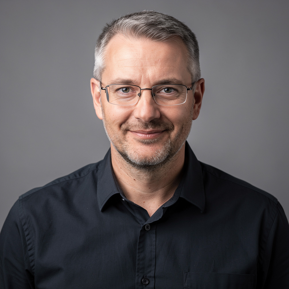 Studio portrait of a British white man studio director